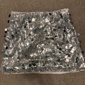 SHEIN Silver Sequin Mini Skirt